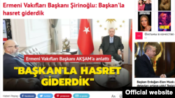 Արտապատկերում թուրքական Akşam թերթից, 26-ը հունվարի, 2022թ․