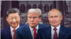 Кытай лидери Си Цзиньпин, АКШнын президенти Дональд Трамп, Орусиянын президенти Владимир Путин. Коллаж сүрөт.  