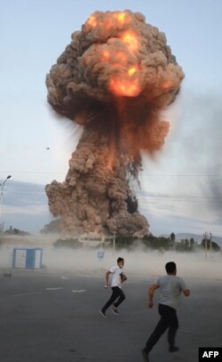 Explosions at a Defense Ministry munitions depot in the southern region of Zhambyl