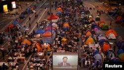 'Кол чатырлар ыңкылабы" учурундагы демонстрация. 17-октябрь, 2014-жыл.