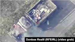 Російська вантажівка, знищена військовослужбовцями 413-го полку «Рейд»