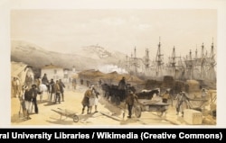 Ділянка Великої Кримської Центральної залізниці. Автор картини Вільям Сімпсон (1823–1899)