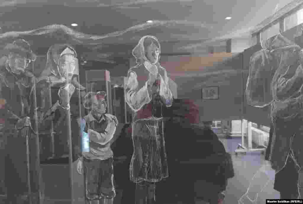 А.Турганбаевдин &quot;Согуш түрмөктөрү&quot; сериясынан &quot;Коштошуу&quot; аттуу эмгеги. Графика