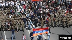Armenia - Mass march protests and meetings against the acting PM Serz Sargsyan continue on the eleventh day,despite arrests and detention of hundreds. Dominating majority is youth from schools and colleges. Yerevan, 23Apr, 2018