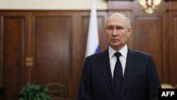 Владимир Путин кайрылуу жасап жаткан учуру. Москва. 26-июнь, 2023-жыл.
