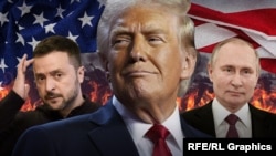 Владимир Зеленский, Дональд Трамп жана Владимир Путин. (Коллаж).