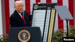 Прэзыдэнт ЗША Дональд Трамп абʼяўляе пра ўсеабдымныя мыты