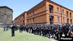Armenia - Security forces are deployed at the Mother See of the Armenian Apostolic Church in Holy Etchmiadzin, June 27, 2025.