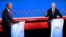 ABŞ prezidenti Jo Baýden (sagda) we öňki prezident hem-de Respublikan partiýasyndan prezidentlige dalaşgär Donald Tramp 27-nji iýunda CNN-iň Atlantadaky studiosynda 2024-nji ýylyň prezident saýlawlarynyň ilkinji çekişmesine gatnaşýar.