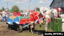 Бизәлгән арбалы ат