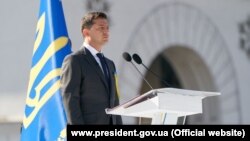 УКРАЇНА, Київ – Офіційна частина святкування Дня Незалежності в Києві. Президент України Володимир Зеленський виступив зі словом під час святкування Дня Незалежності в центрі столиці.