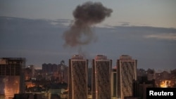 Адзін з ранейшых расейскіх удараў па Кіеве. Ілюстрацыйнае фота 