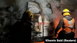 Журналисттердин унаасы соккудан кийин. Газа, 26-декабрь 2024-жыл