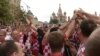 Croatians Root For Their Team Ahead Of World Cup Final In Moscow's Red Square