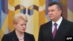 Президент України Віктор Янукович і Президент Литви Даля Ґрібаускайте під час зустрічі у Києві, 22 листопада 2011 року