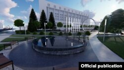 Эскиз сквера, который планируется построить на месте бывшего здания Генпрокуратуры.