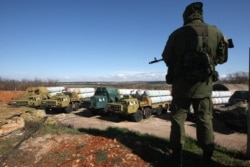 Російські військові на мисі Фіолент у Криму, березень 2014 року