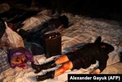 Пасажири рейсового автобуса, убиті внаслідок ракетного удару російських гібридних сил. Загинуло 12 (за іншими даними 13) людей, ще 18 були поранені. Донеччина, околиця Волновахи, 13 січня 2015 року