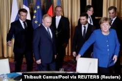 Зустріч у Нормандському форматі: Меркель, Путін, Макрон і Зеленський. 9 грудня 2019 року