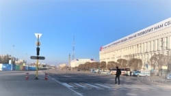 Перекрытая площадь Республики в Алматы.