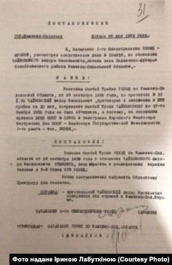 Постанова про дорозслідування справи Федора Чайковського