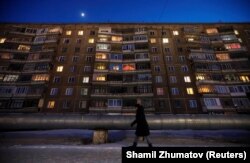 Вид Аксу зимой. 22 февраля 2018 года.