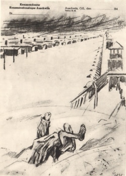 Освенцим. Малюнок Зіновія Толкачова. (Зиновий Толкачев. «Освенцим». – М.: Изобразительное искусство, 1969)