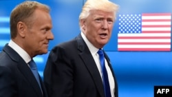 Европа Кеңешинин төрагасы Дональд Туск менен АКШ президенти Дональд Трамп. Брюссел, 25 май, 2017