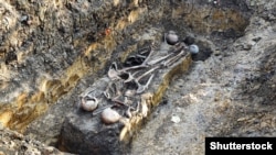 Людські останки у саду колишньої тюрми НКВС у Дрогобичі Львівської області, жовтень 2019 року