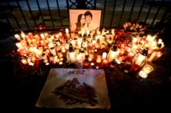 A memorial to Jan Kuciak and his fiancee, Martina Kusnirova