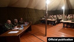 Nagorno-Karabakh - Armenian President Serzh Sarkisian meets with the top brass of the Armenian and Karabakh armies, 13Nov2014.