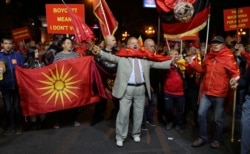 Демонстранти закликають бойкотувати референдум про зміну назви країни, Скоп’є, 30 вересня 2018 року