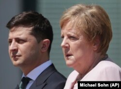 Ангела Меркель с президентом Украины Владимиром Зеленским.