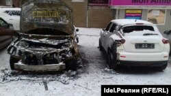 Сожженный автомобиль Виталия Буркина