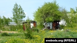 На буданы ля агародаў гаспадары выкарыстоўваюць тое, што выкідаецца. Адна з будак абабітая вулічнымі шыльдамі. У агароднікаў нічога не змарнуецца