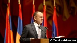 Armenia - Defense Minister Seyran Ohanian addresses senior military officials in Yerevan, 12Jan2015.