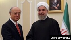 Юкио Амано жана Хасан Роухани, Тегеран, 20-сентябрь, 2015-жыл.