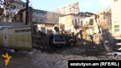 Armenia -- An old house is demolished in downtown Yerevan.