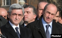 Serzh Sarkisian (left) and Robert Kocharian in 2008.
