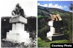 Памятник в память о железной дороге, которую строили русские военнопленные Первой мировой войны в Южном Тироле