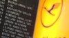 Frankfurtyň aeroportunda surata alnan Lufthansa kompaniýasynyň nyşany. Illýustrasiýa suraty.