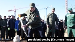 Лукашэнка падчас рэспубліканскага суботніку, 12 красавіка 2025 году 