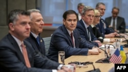 Շվեյցարիա - Ժնևի բանակցություններին մասնակցող Միացյալ Նահանգների պատվիրակությունը՝ Մարկո Ռուբիոյի գլխավորությամբ, 23-ը նոյեմբերի, 2025թ. 