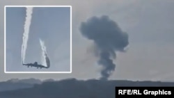 Кадр із відео падіння літака, що поширюється в соціальних мережах