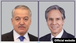 АКШнын мамлекеттик катчысы Энтони Блинкен  жана Тажикстандын тышкы иштер министри Сирожидин Мухриддин. 