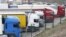 Armenia - Commercial trucks parked at the Bagratashen border crossing with Georgia, November 29, 2018. (Photo by the State Revenue Committee of Armenia)