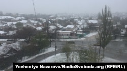 Запоріжжя під снігом, 19 квітня 2017 року