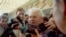 Yegor Ligachyov speaks to reporters in Moscow in 1990.