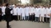 Herat doctors demonstrate against the alleged beating of a pediatrician by the city's mayor and the mayor's son.