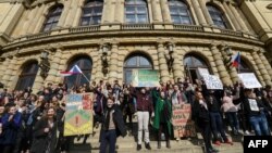 Акция протеста студентов в Праге, 15 марта 2018 года 